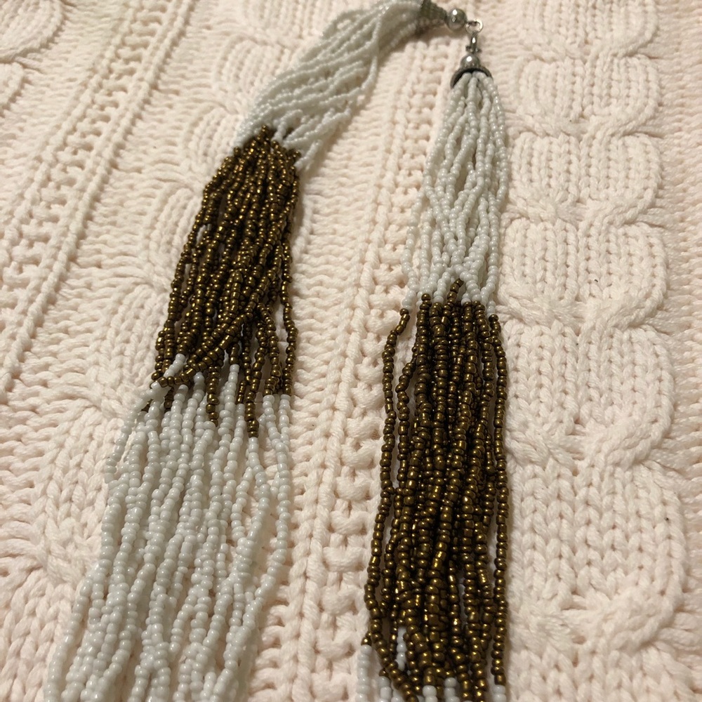 Bronze & white seed bead necklace - Picture 2 of 3